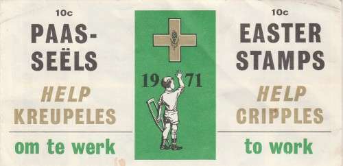 RSA 1971 EASTER LABELS BOOKLET COMPLETE WITH MNH PANE OF 10 - LEUCADENDRON STAMP TOP LEFT