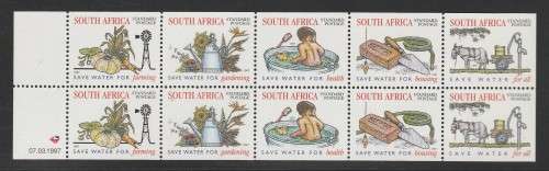 RSA 1997 WATER CONSERVATION MNH BOOKLET PANE WITH NORMAL PERFS