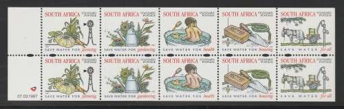 RSA 1997 WATER CONSERVATION MNH BOOKLET PANE WITH SECURITY PERFS