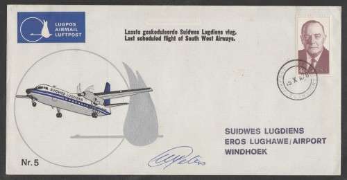 AVIATION 1978 SOUTH WEST AIRWAYS FLIGHT COVER #5 - LAST SCHEDULED FLIGHT SIGNED BY 1 (NORM 2)