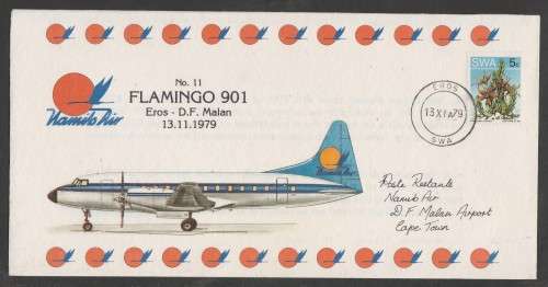 Aviation 1979 Namib Air flight cover #11 with colour shift (double propeller)