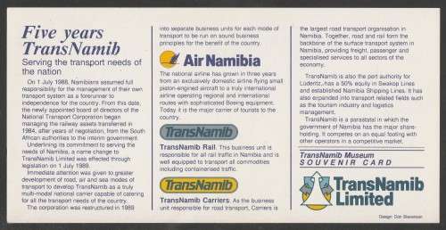 Aviation 1993 Namib Air flight cover #51 Trans Namib with Swakopmund station master d/s