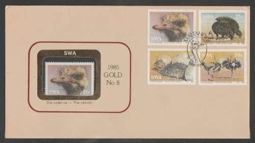 SWA 1985 OSTRICHES LIMITED EDITION GOLD FOIL FDC 8