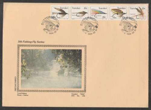 TRANSKEI 1984 FISHING FLIES SILK FDC 1/84 STARTING WITH HARDYS FAVOURITE