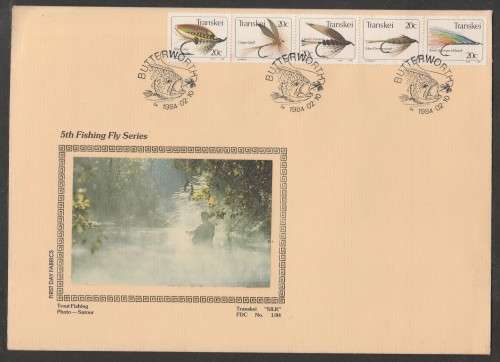 TRANSKEI 1984 FISHING FLIES SILK FDC 1/84 STARTING WITH SILVER GREY