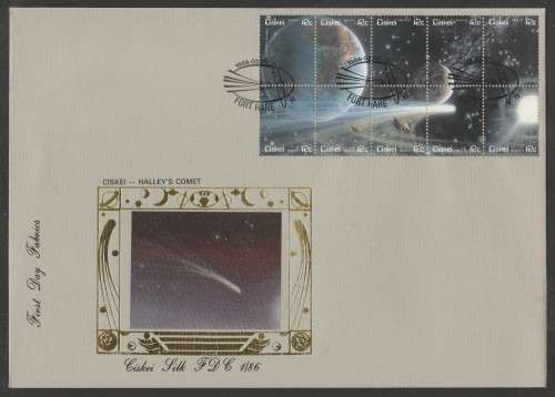 CISKEI 1986 HALEYS COMET SILK FDC 1/86