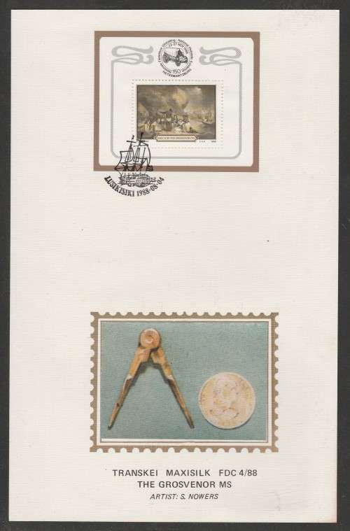 TRANSKEI 1988 THE GROSVENOR SHIPWRECK M/S LIMITED EDITION MAXISILK CARD #4/88