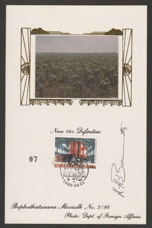 BOP 1986 14c DEFINITIVE LIMITED EDITION MAXISILK CARD #2/86 SIGNED ARTIST AH BARRETT