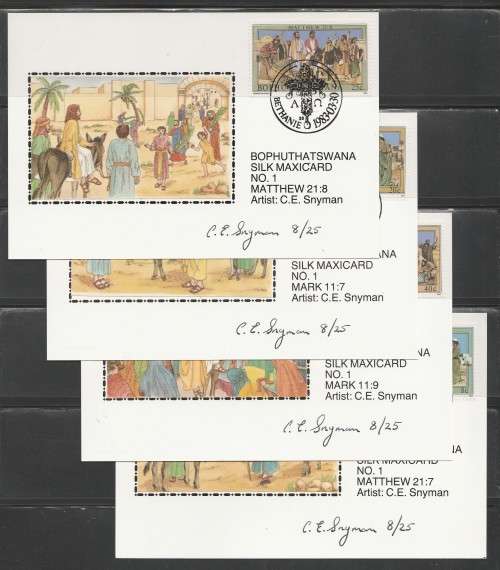 BOP 1983 EASTER SET OF 4 LIMITED EDITION MAXISILK CARDS #1 ALL SIGNED BY ARTIST CE SNYMAN