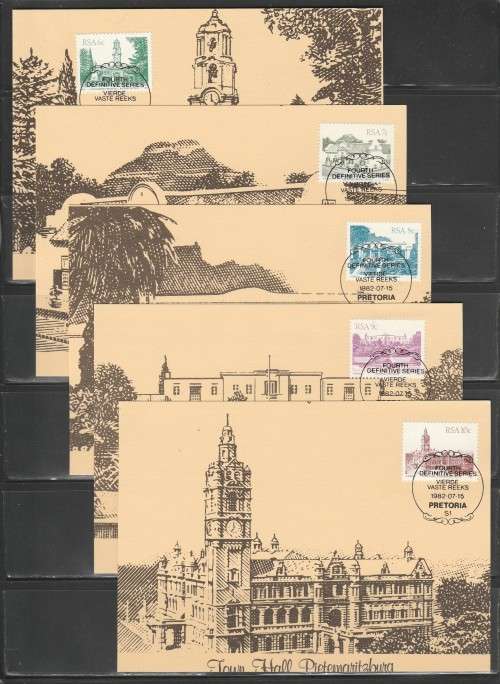 RSA 1982 4TH DEFINITIVE BUILDINGS SET OF 17 PRIVATE MAXI CARDS BY MAXIPRINT