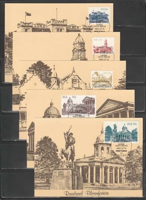RSA 1982 4TH DEFINITIVE BUILDINGS SET OF 17 PRIVATE MAXI CARDS BY MAXIPRINT