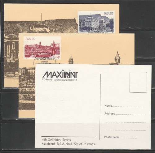 RSA 1982 4TH DEFINITIVE BUILDINGS SET OF 17 PRIVATE MAXI CARDS BY MAXIPRINT