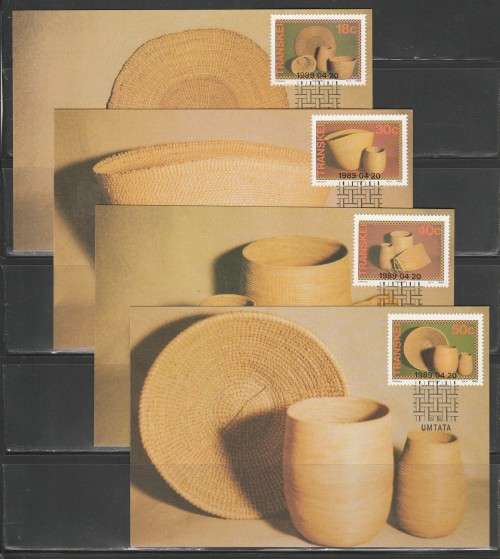 TRANSKEI 1989 WEAVING AND BASKETRY SET OF 4 MAXI CARDS
