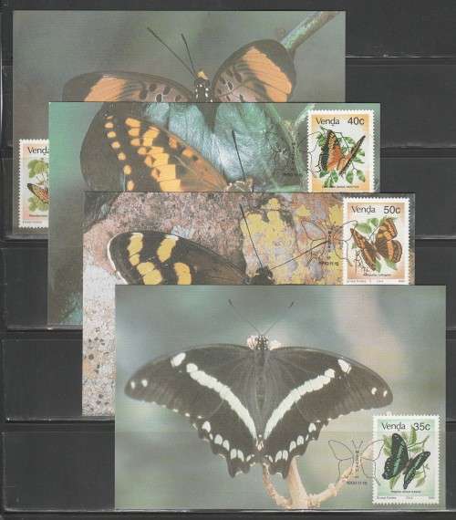 VENDA 1990 BUTTERFLIES SET OF 4 MAXI CARDS