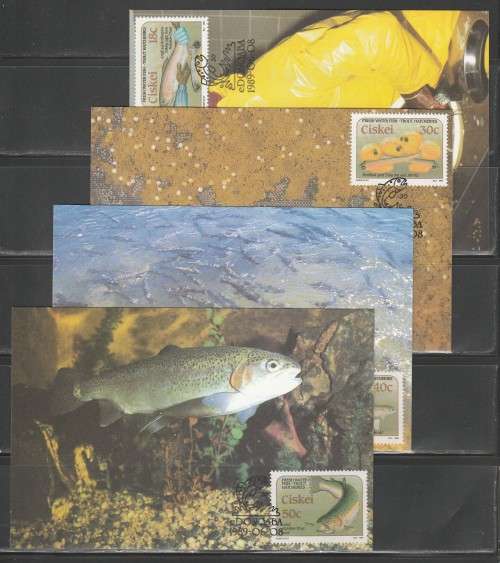 CISKEI 1989 TROUT HATCHERIES SET OF 4 MAXI CARDS