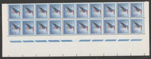 RSA 1964 1ST DEF 1/2c MNH RIGHT MARGINAL BLOCK OF 20 SACC 236 WITH EXTRA PERFS IN MARGIN