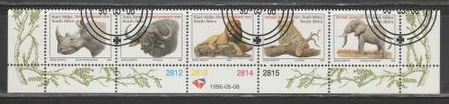 RSA 1996 6TH DEFINITIVE BIG 5 CTO CONTROL STRIP OF 5