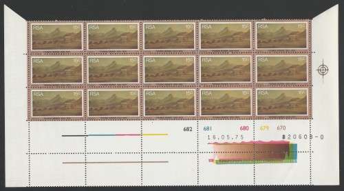 RSA 1975 THOMAS BAINES 15c MNH EXTENDED CONTROL BLOCK OF 15