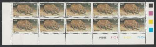 RSA 1976 NATURE CONSERVATION 10c MNH EXTENDED CONTROL BLOCK OF 10