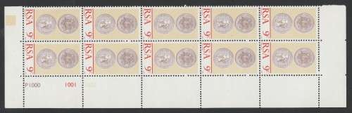 RSA 1974 NUMISMATIC CONVENTION 9c MNH EXTENDED CONTROL BLOCK OF 10