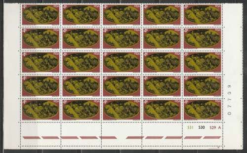 RSA 1973 WOLRAAD WOLTEMADE 4c MNH EXTENDED CONTROL BLOCK OF 25