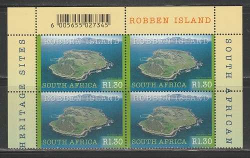 RSA 2000 ROBBEN ISLAND MNH MARGINAL BLOCK OF 4
