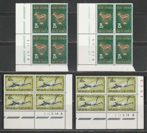 RSA 1964 RUGBY BOARD SET OF 4 MNH CONTROL BLOCKS OF 4
