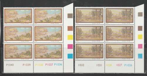 RSA 1976 ERICH MAYER 15c AND 20c MNH CONTROL BLOCKS OF 6 WITH IMPERF RIGHT MARGIN