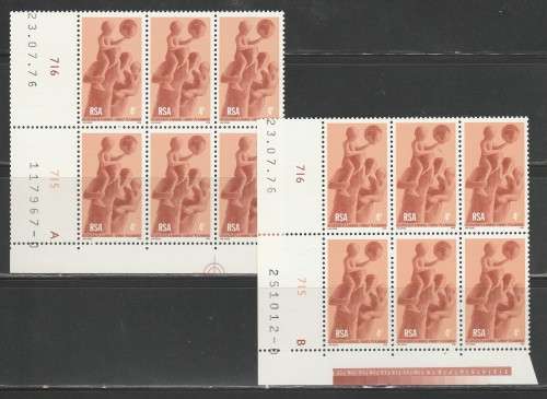 RSA 1976 FAMILY PLANNING A and B MNH CONTROL BLOCK OF 6