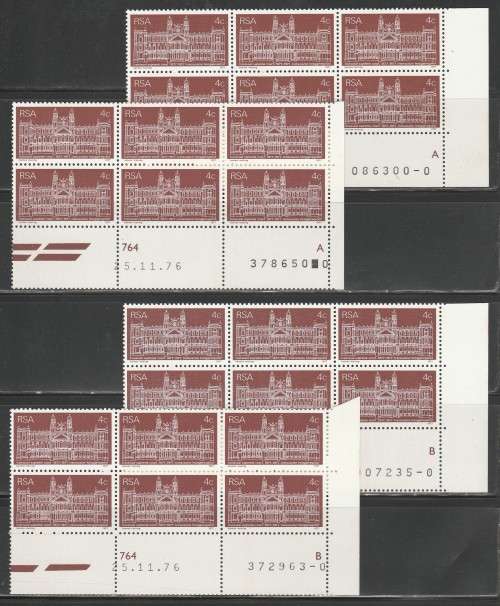 RSA 1976 SUPREME COURT MNH CONTROL BLOCK OF 6 - ALL 4 MARGIN VARIETIES