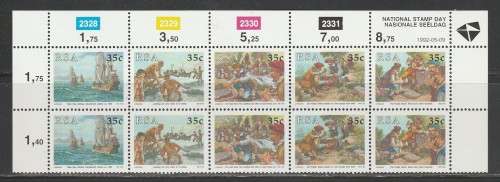 RSA 1992 NATIONAL STAMP DAY MNH EXTENDED CONTROL BLOCK OF 10