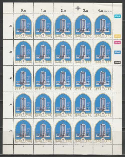 RSA 1988 FRENCH HUGUENOTS 16c MNH FULL SHEET OF 25
