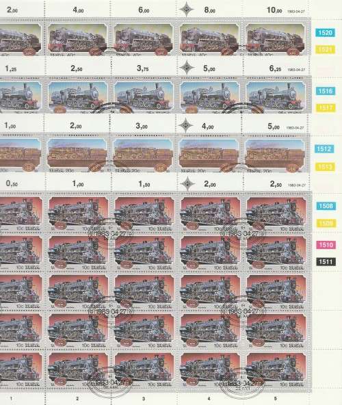 RSA 1983 STEAM LOCOMOTIVES SET OF 4 CTO FULL SHEETS OF 25