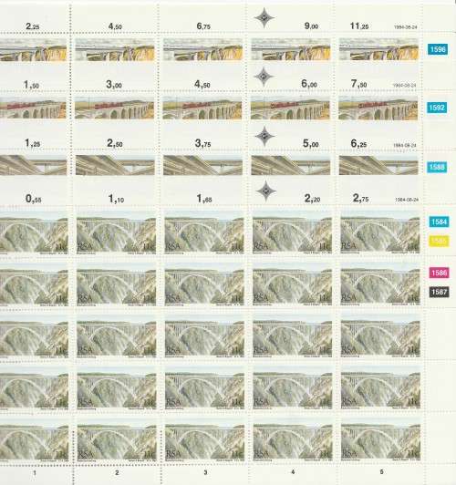RSA 1984 BRIDGES SET OF 4 MNH FULL SHEETS OF 25