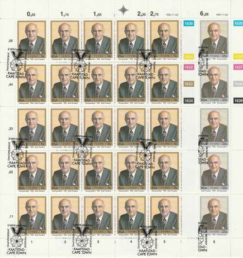 RSA 1984 STATE PRESIDENT PW BOTHA SET OF 2 CTO FULL SHEETS OF 25