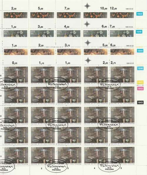 RSA 1985 FRANS OERDER SET OF 4 CTO FULL SHEETS OF 25