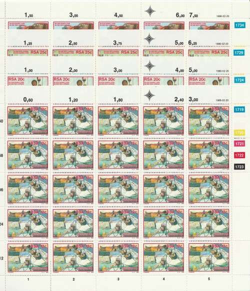 RSA 1986 DONATE BLOOD SET OF 4 MNH FULL SHEETS OF 25