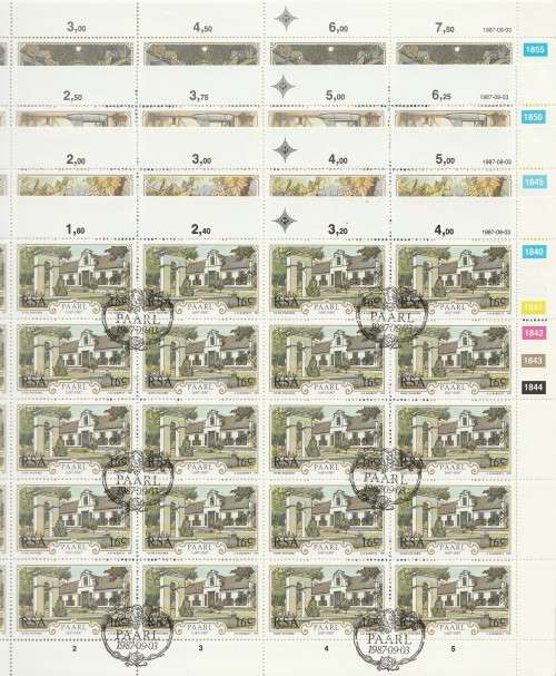 RSA 1987 PAARL SET OF 4 CTO FULL SHEETS OF 25