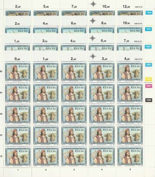 RSA 1988 DIAS SET OF 4 MNH FULL SHEETS OF 25
