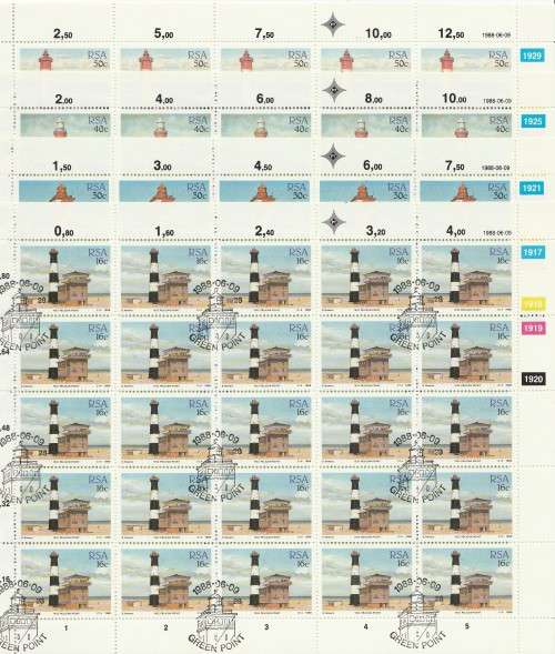 RSA 1988 LIGHTHOUSES SET OF 4 CTO FULL SHEETS OF 25