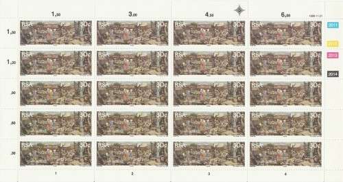 RSA 1988 GREAT TREK 30c EXODUS MNH FULL SHEET OF 20
