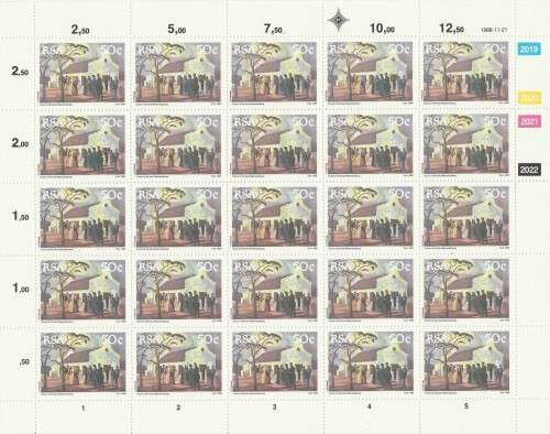 RSA 1988 GREAT TREK 50c CHURCH OF THE VOW MNH FULL SHEET OF 25