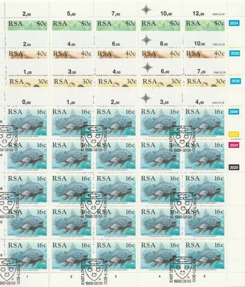 RSA 1989 COELACANTH SET OF 4 CTO FULL SHEETS OF 25