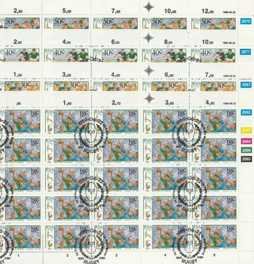 RSA 1989 RUGBY SET OF 4 CTO FULL SHEETS OF 25