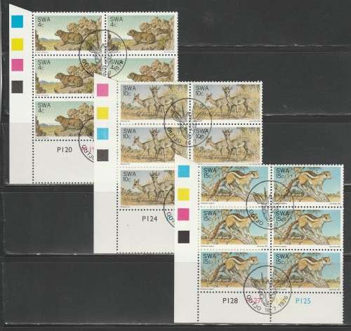 SWA 1976 NATURE CONSERVATION SET OF 3 CTO CONTROL BLOCKS OF 6