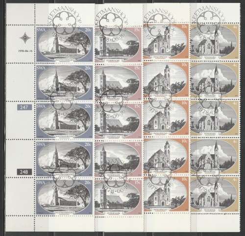 SWA 1978 CHURCHES SET OF 4 CTO CONTROL STRIPS OF 5