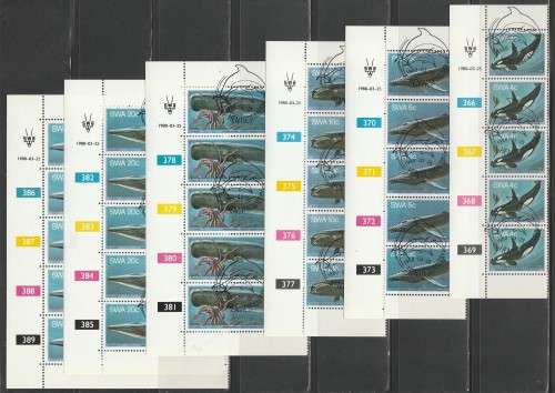 SWA 1980 WHALES SET OF 6 CTO CONTROL STRIPS OF 5