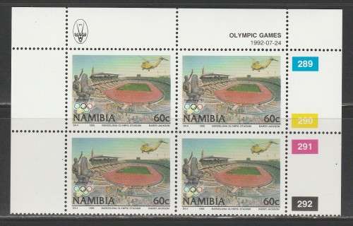 NAMIBIA 1992 OLYMPIC GAMES 60c MNH CONTROL BLOCK OF 4