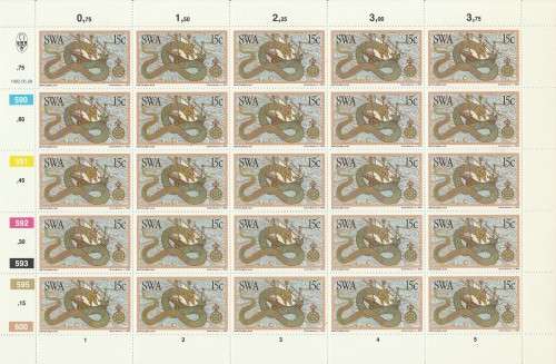 SWA 1982 DISCOVERERS 15c MNH FULL SHEET OF 25