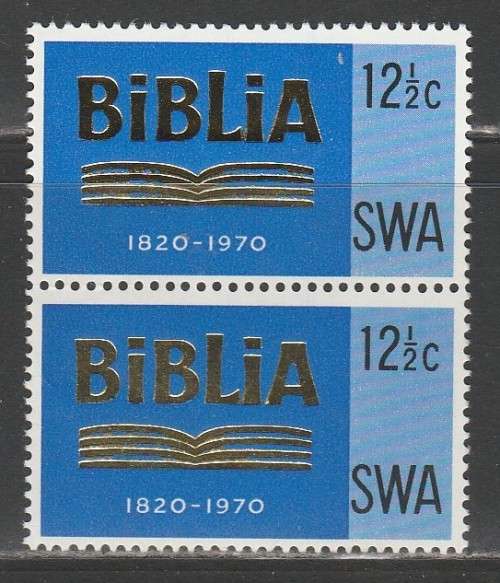 SWA 1970 BIBLIA 12and1/2c MNH PAIR